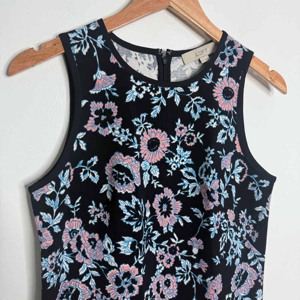 NWT Loft Midnight Garden Flounce‎ Ruffle Hem Dress Boho Preppy Summer Size 2 - Picture 3 of 10